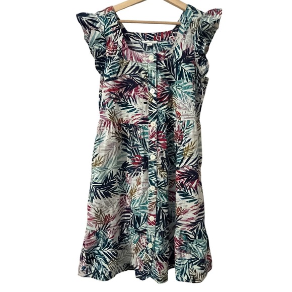 beachlunchlounge collection Dresses & Skirts - BeachLunchLounge Tropical Palm Print Tiered‎ Flutter Sleeve Dress Medium WPD4677